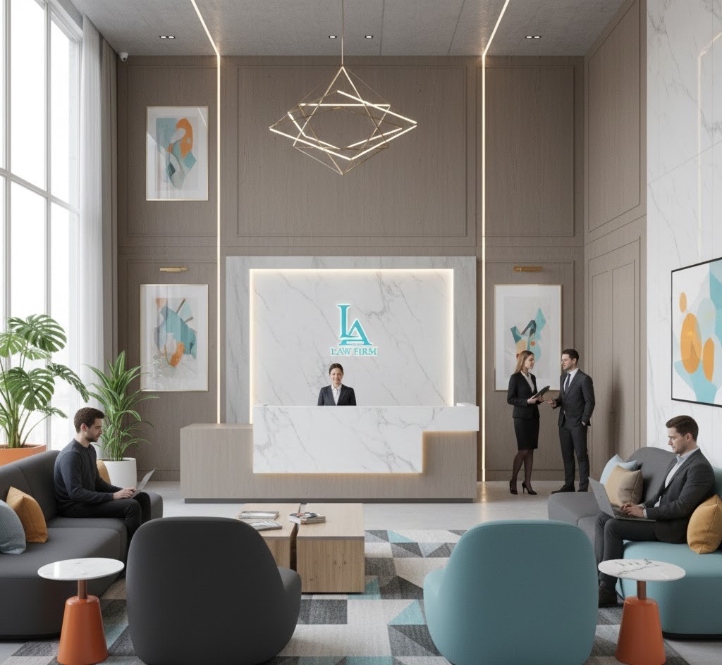 Professional law firm reception area