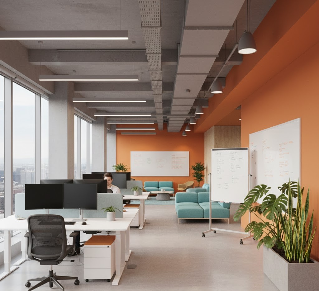 Modern tech office collaborative space